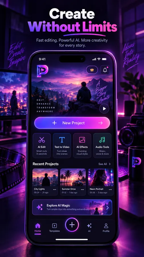 Premiere Pro : Ai video Editor home screen